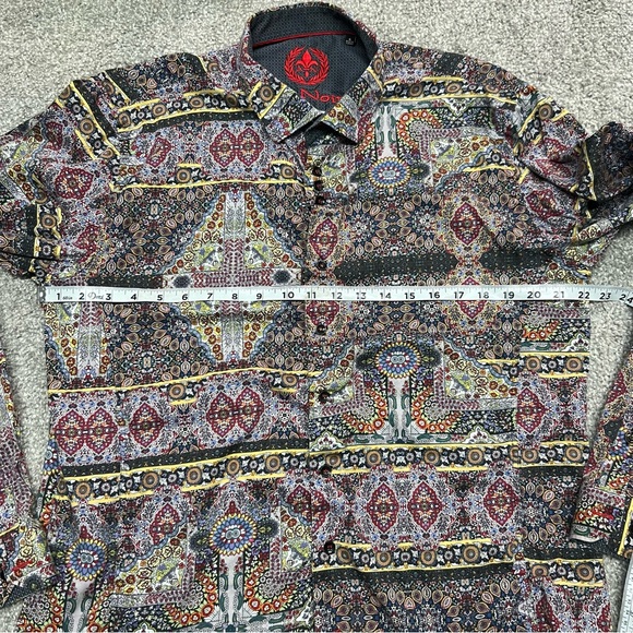 Au Noir Shirt Mens 6 Colorful Abstract Loud Paisley Flip Cuff Long Sleeve Button - Picture 3 of 6